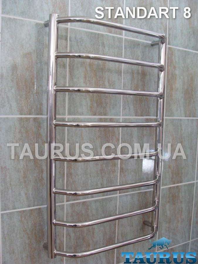 Ни/ж сушарка для рушників вузька Standart 8/850х400 мм.від ТМ TAURUS. Під водяне, ТЕН і гібридне нагрівання