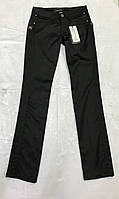 Брюки джинсы женские чёрные атласные прямые классические AMN