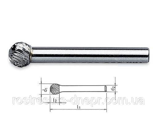 Борфреза твердосплавна сферична (тип D) 10 мм хвостовик 6 мм перехресна насічка