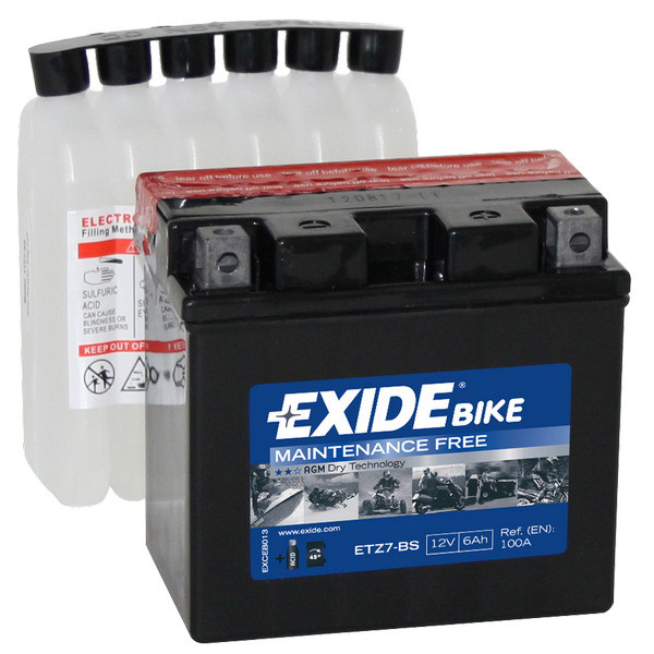 Акумулятор сухозаряджений AGM 6Ah 100A EXIDE ETZ7-BS YTZ7-BS