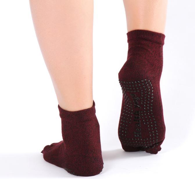 Шкарпетки для Йоги HealthYoga Нековзні до 43 РОЗМІРУ, 5 Кольорів бордо