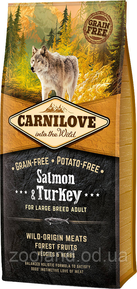 150821/8945 Carnilove Dog Лосось і індичка для дорослих собак великих порід, 12 кг