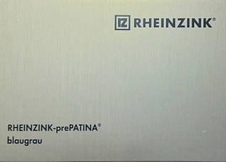 Плоский лист Rheinzink prePatina blaugrau, 1,0 мм, 1000*20000 мм, Цинк-титан сіро-блакитний вальцьований