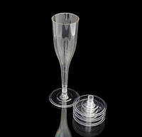 Хит! Свадебный пластиковый Фужер Бокал 130 мл для Шампанского 16.5х5 см, Цвет ножки уточнить, Прозрачный