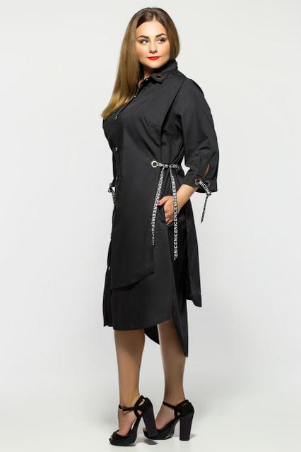 Женское модное платье Евгения цвет черный размер 52-58 / большие размеры - фото 3 - id-p571440118