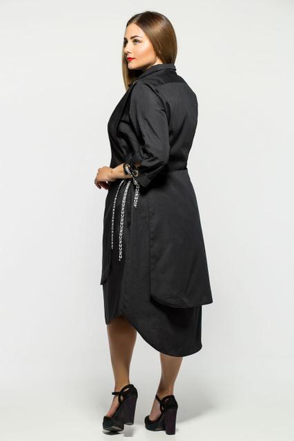 Женское модное платье Евгения цвет черный размер 52-58 / большие размеры - фото 4 - id-p571440118