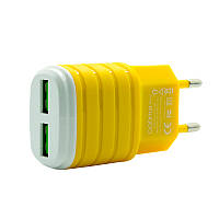 Мережеве зарядне Optima 2 USB 2.1A Yellow
