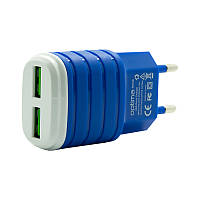 Мережеве зарядне Optima 2 USB 2.1A Blue