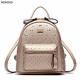 Рюкзак жіночий з заклепками (золотий), фото 2