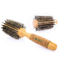 Щітка-брашинг для волосся кругла непродувна дерев'яна з натуральною щетиною Salon Professional 27430BMi