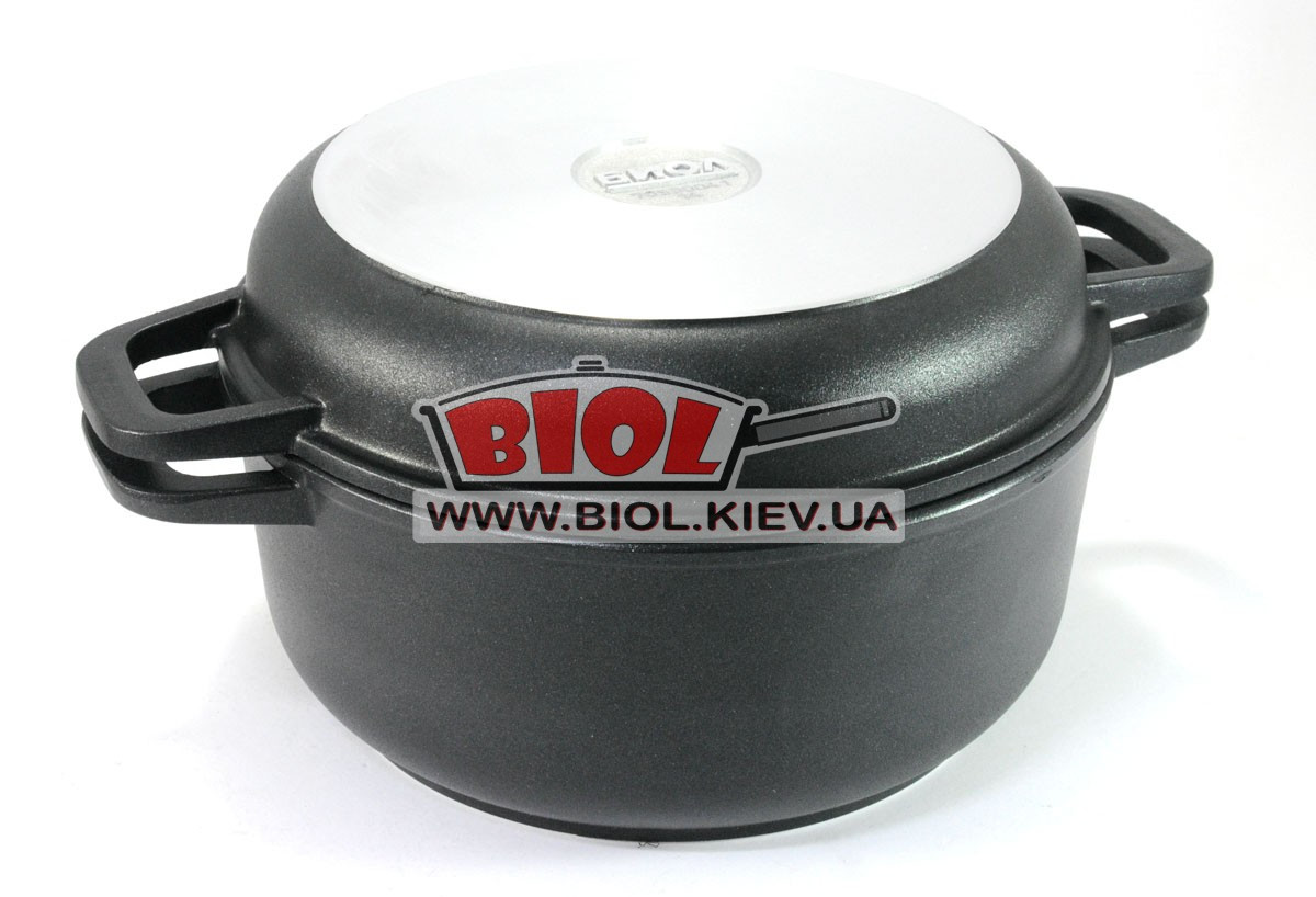 Каструля алюмінієва 2 л з антипригарним покриттям і кришкою-сковородою БІОЛ K202P, фото 1
