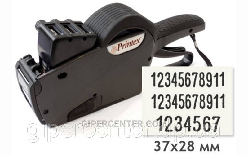 Трьохрядковий етикет-пістолет Printex 37x28 (11+11+7 цифри)