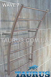 Водяна сушарка для рушників Wave 7 з н/ж сталі для ванної кімнати, вигнута форма. Під'єднання 1/2" 400