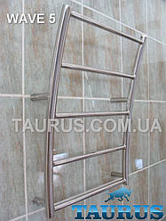 Водяна сушарка для рушників із н/ж сталі Wave 5; Вигнутий у формі морської хвилі. Під'єднання 1/2". Низький 400