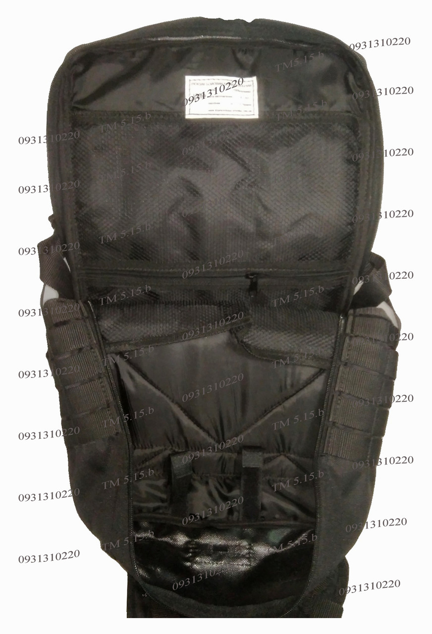 Тактический, штурмовой супер-крепкий рюкзак 38 литров черный. Армия, туризм, рыбалка, спорт 162/10 - фото 8 - id-p571887012