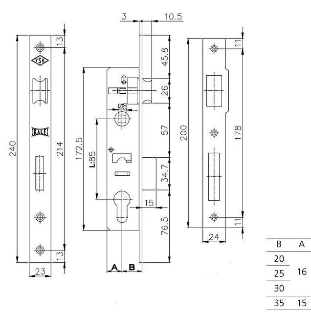 Замок врезной Kale 153P 25мм (Турция) купить по выгодной цене в