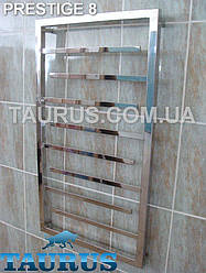 Дизайнерська сушарка для рушників Prestige 8/950х500. Плоскі тупикові перемички 20х20. Вода + електро/комбі