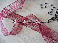 Кружево Цветы для шитья и рукоделия бордовый ширина 4 см