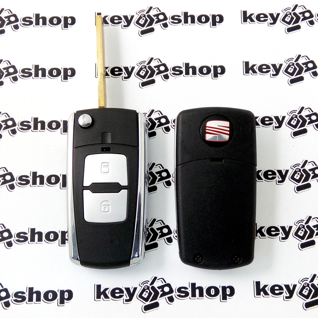 Корпус выкидного автоключа Seat (Сеат) под переделку - 2 кнопки, лезвие HU66 - фото 1 - id-p572062864