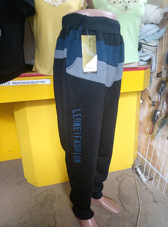 Спортивні штани утеплені чоловічі трикотажні на флісі LEO, фото 2