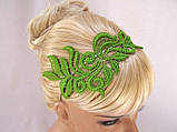 Пов'язка для волосся. М'ятний колір. Аксесуар, обідок для волосся мереживо, квіти. Ручна робота., фото 4