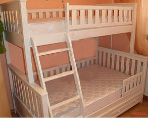 Ліжко двоярусне тримісне дерев'яне Жасмин (біле)