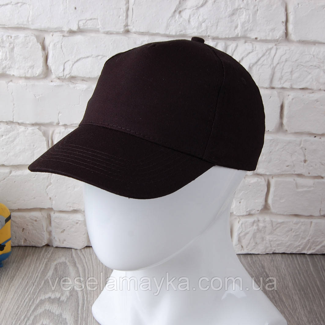 Чорна однотонна кепка на липучці (Комфорт), фото 1