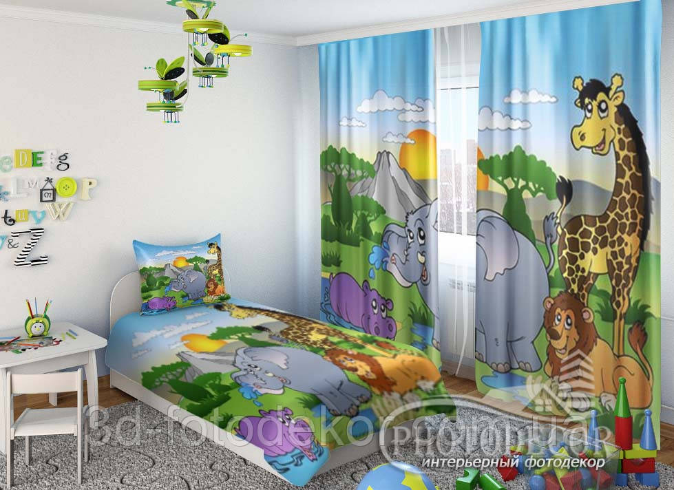 Дитячі Фото Штори "Веселі тварини" - будь-який розмір. Читаємо опис!