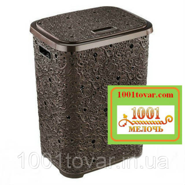 Кошик для білизни з пластику Ажурна, коричнева. Elif Plastic (Еліф) Туреччина, фото 1