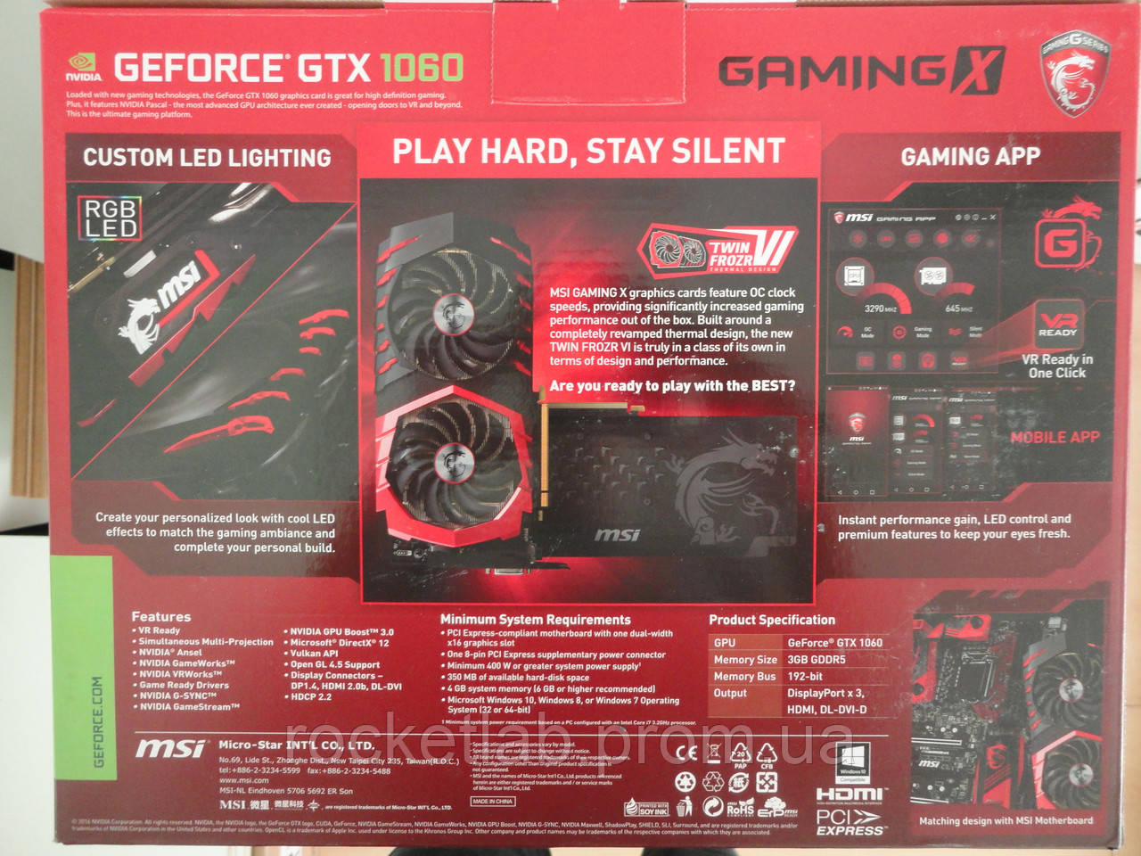 Видеокарта GTX1060 MSI GAMING X 3GB (GTX 1060 GAMING X 3G) - фото 4 - id-p572325980