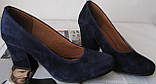 Nona! жіночі якісні класичні туфлі синього кольору збуття на підборах 7,5 см, фото 7