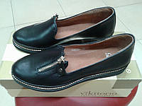 Удобные женские туфли 36 размер на низком ходу из натуральной кожи MISS черные