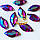 Пришивні листочки 9x20 (синтетич.скло) Колір Fuchsia AB *1шт, фото 2