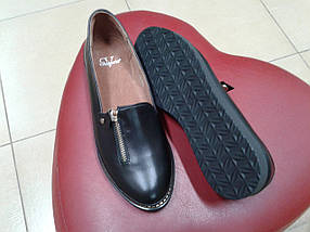 Зручні жіночі туфлі 36 розмір на низькому ходу з натуральної шкіри MISS чорні, фото 3