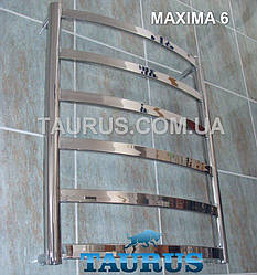 Сушарка для рушників Maxima 6/650х450 з неіржавкої сталі, з плоскими вигнутими перекладинами 30*10. Вода + ТЕН