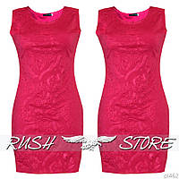 Женское розовое платье с 3D тиснением