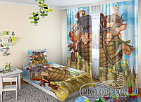 Детские Фото Шторы "Русские богатыри" 2,5м*2,6м (2 полотна по 1,30м), тесьма