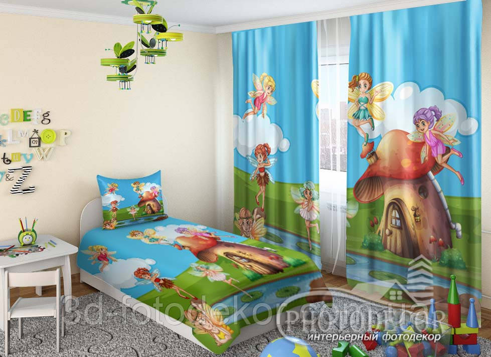 Дитячі Фото Штори "Феї і Грибок" - будь-який розмір. Читаємо опис!