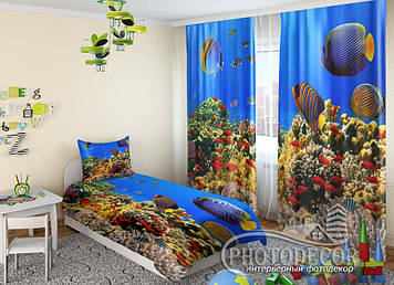 Дитячі Фото Штори "Екзотичні рибки" 2,5м*2,60м (2 полотна по 1,30м), тасьма