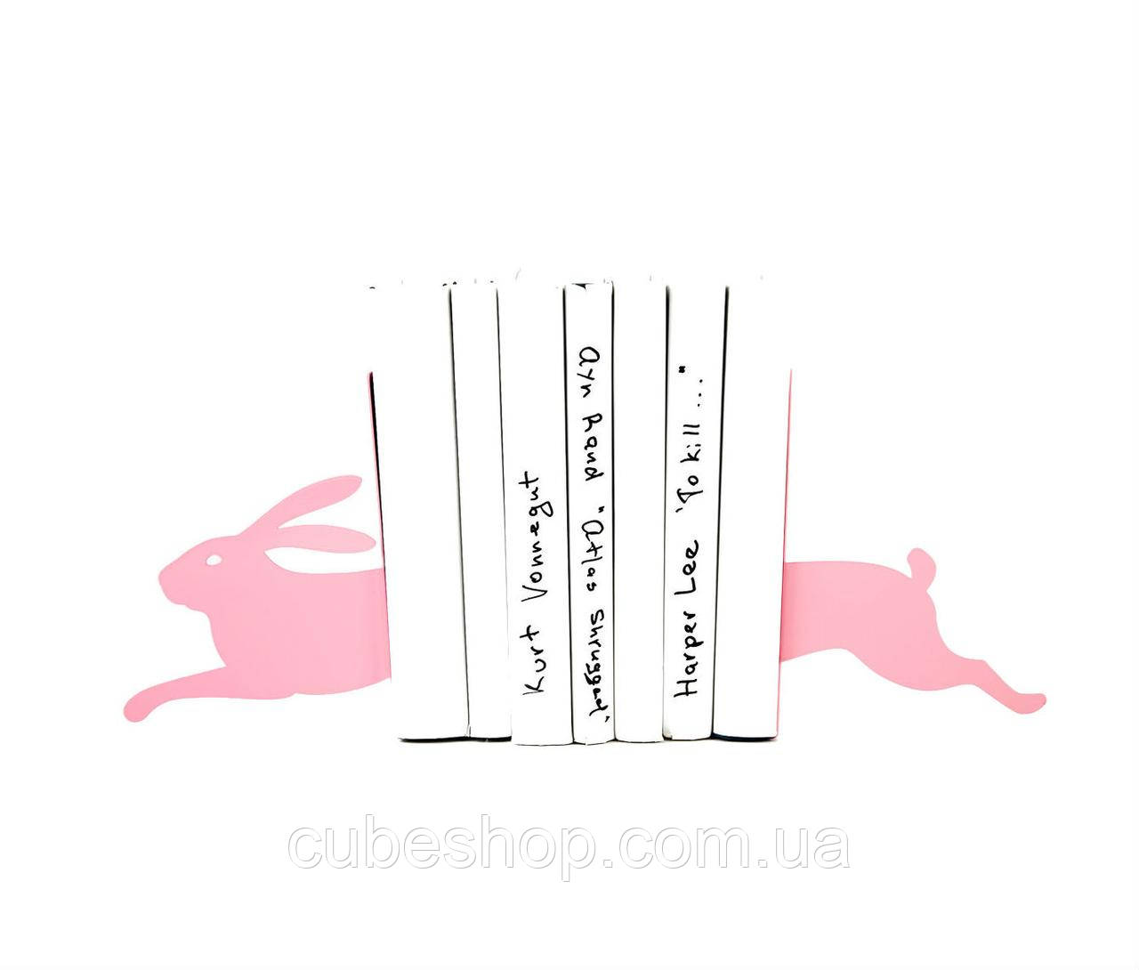 Упори для книг металеві "Заєць, що біжить" (рожевий)