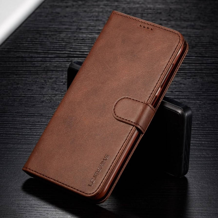 

Кожаный чехол книжка для Huawei P30 Lite с визитницей (Разные цвета) Темно-коричневый