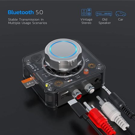 

Bluetooth 5.0 стерео приемник с 3D для TV, авто и пр. TF, RCA 3,5 мм, 3,5 мм AUX