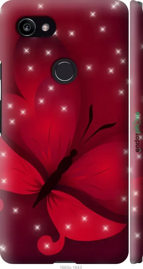 

Чехол на Google PixeL 2 XL Лунная бабочка "1663c-1643-18101", Красный