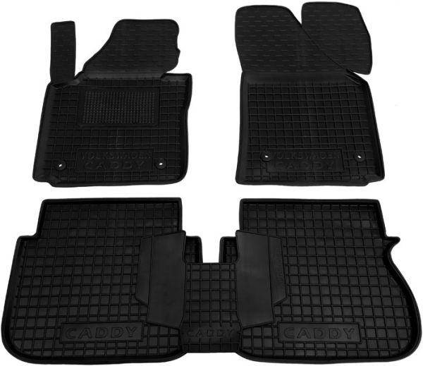 

Полиуретановые (автогум) коврики в салон Volkswagen Caddy / Фольксваген Кадди 2004-2020 (3 двери), Черный