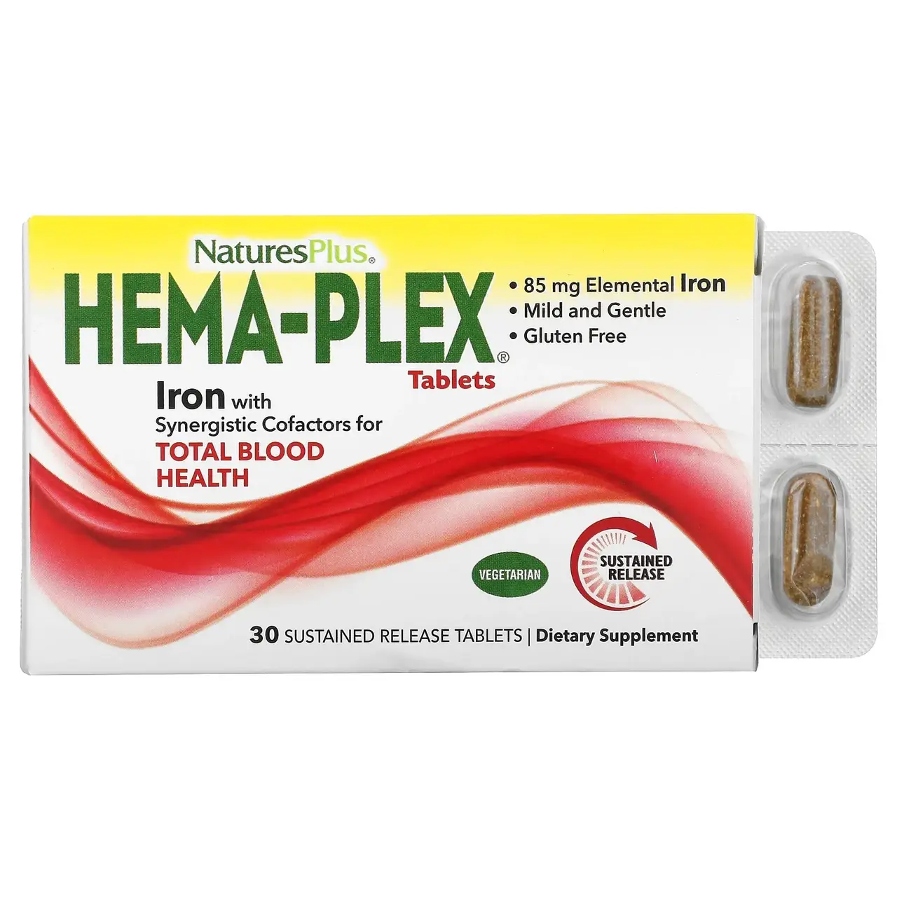 

Nature's Plus, Hema-Plex, 30 таблеток с длительным высвобождением