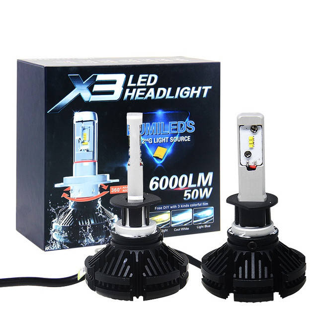

Светодиодные LED лампы X3 H1 для автомобиля / автолампы HEADLIGHT 6000K/6000Lm / автомобильные лед лампы