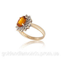 Золотое кольцо с цитрином и бриллиантами С11Л1№27