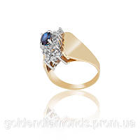 Золотое кольцо с сапфиром и бриллиантами С12Л3№4