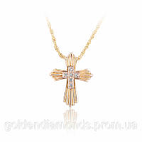 Золотий хрестик з дорогоцінними каменями С11Л1№36