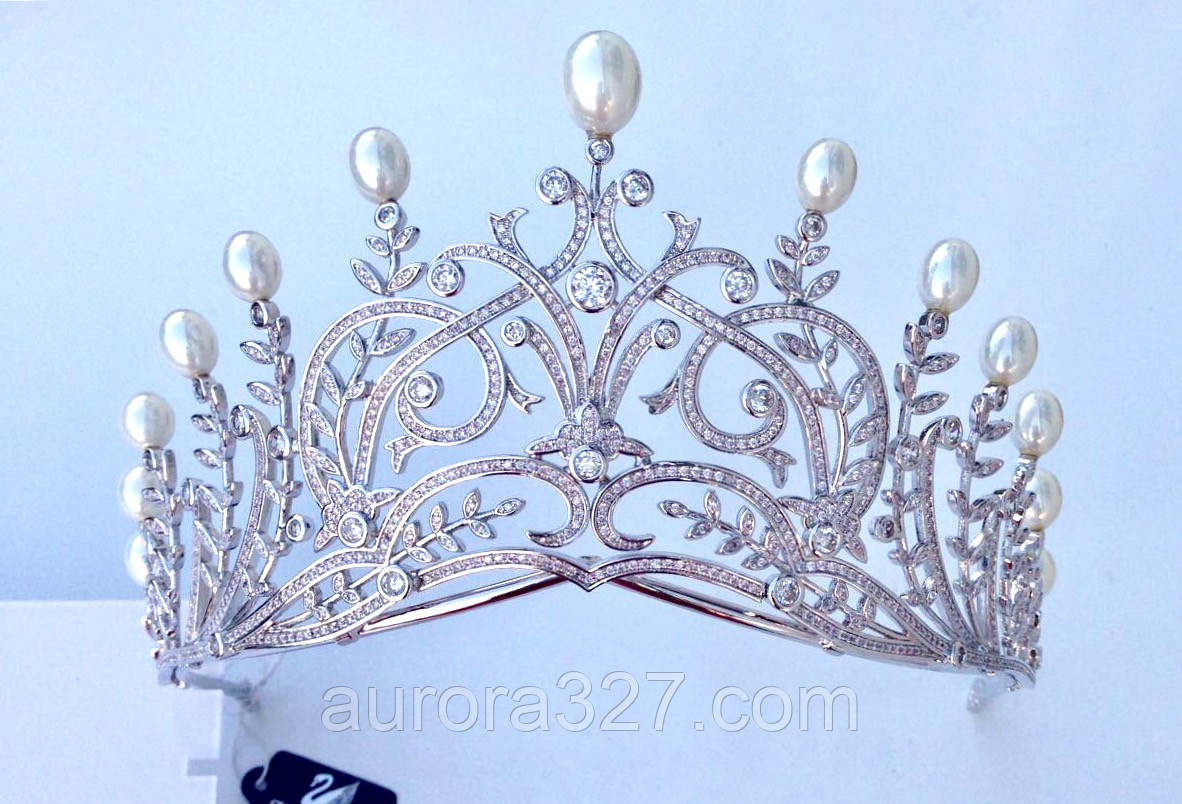 Діадема "Королівська перлинна" з покриттям із срібла